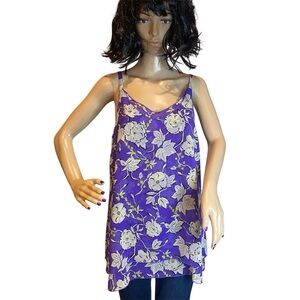 Cabi Vivid Violet Climbing Rose Outline Camisole Tank Top Purple Size Medium EUC